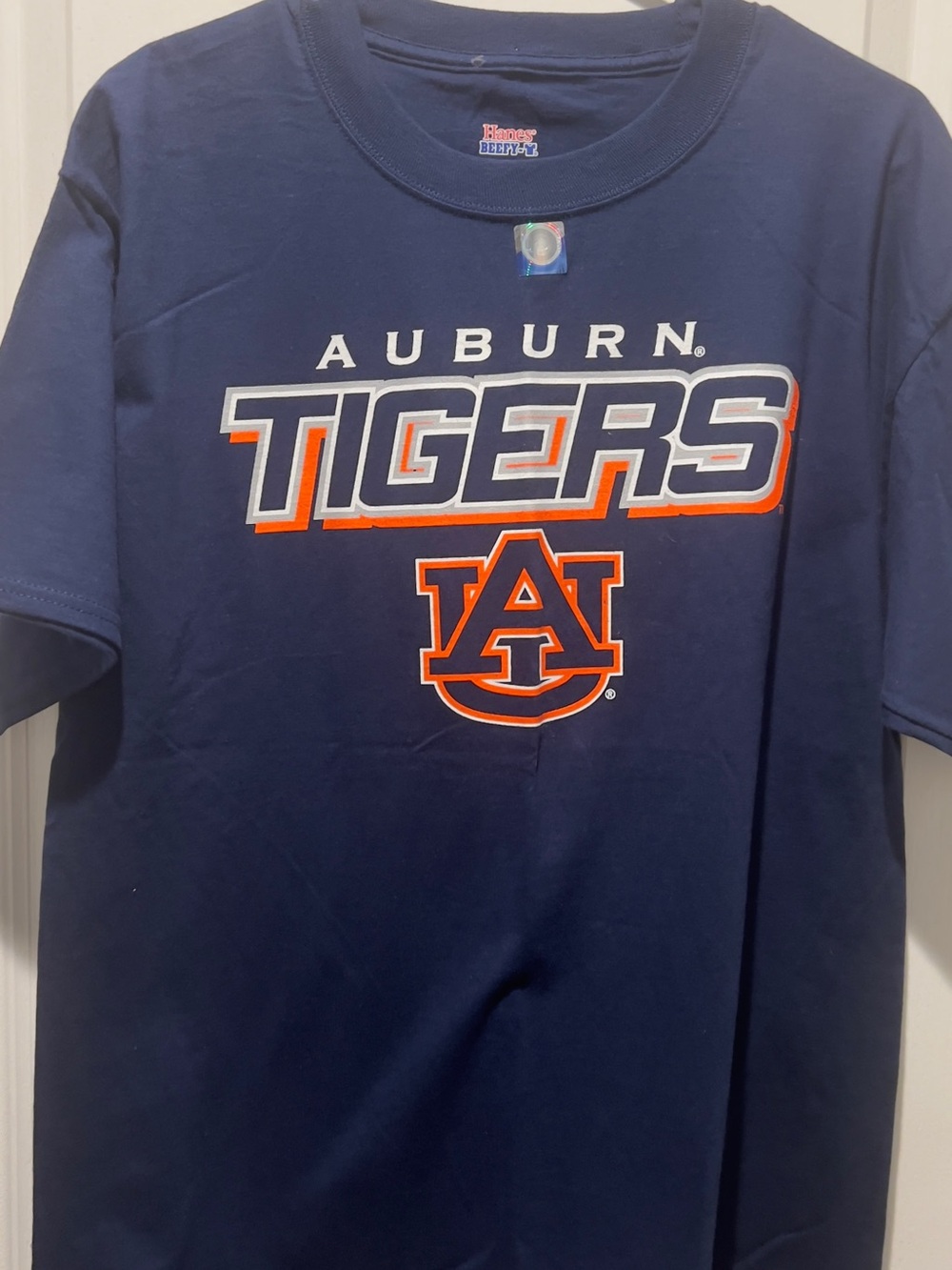Auburn Tigers Navy Short Sleeve Graphic Tee, Men’s Beefy - Large